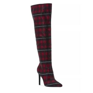INC SAVERIA RHINESTONE PLAID OVER-THE-KNEE BOOTS 6